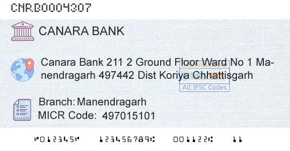 Canara Bank ManendragarhBranch 