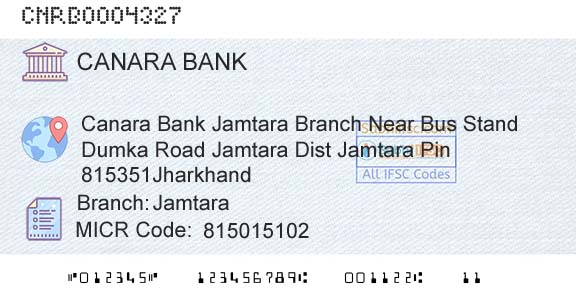Canara Bank JamtaraBranch 