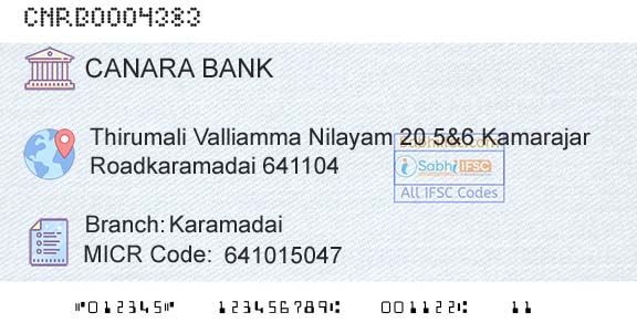 Canara Bank KaramadaiBranch 