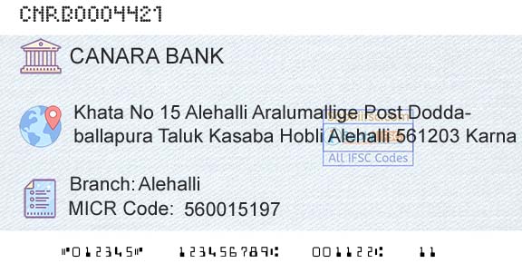 Canara Bank AlehalliBranch 