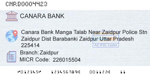 Canara Bank ZaidpurBranch 