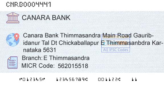 Canara Bank E ThimmasandraBranch 