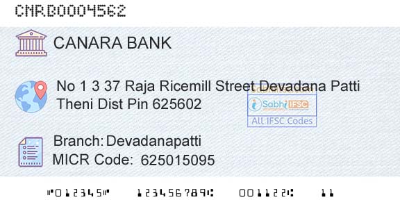 Canara Bank DevadanapattiBranch 