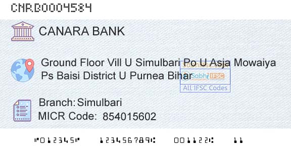 Canara Bank SimulbariBranch 