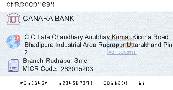 Canara Bank Rudrapur SmeBranch 
