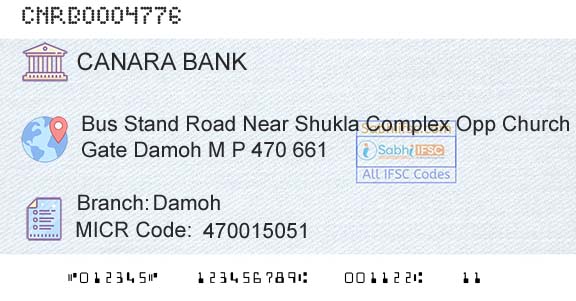 Canara Bank DamohBranch