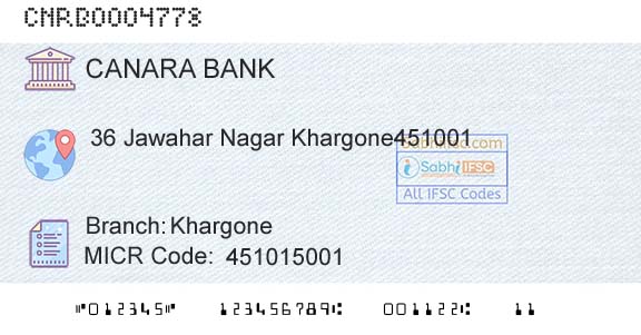 Canara Bank KhargoneBranch 