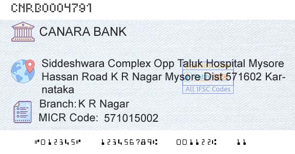Canara Bank K R NagarBranch 