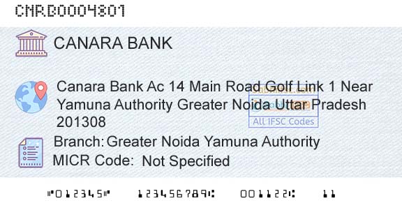 Canara Bank Greater Noida Yamuna AuthorityBranch 