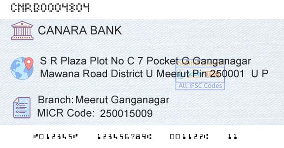 Canara Bank Meerut GanganagarBranch 