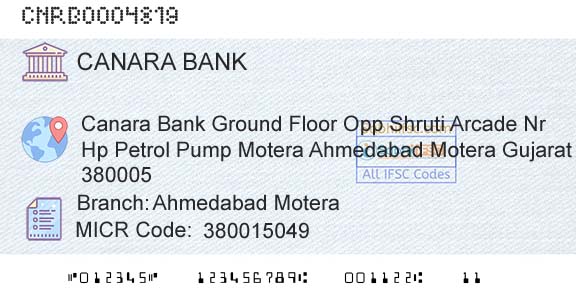 Canara Bank Ahmedabad MoteraBranch 