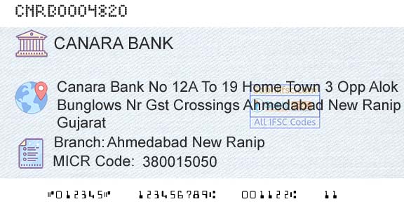 Canara Bank Ahmedabad New RanipBranch 