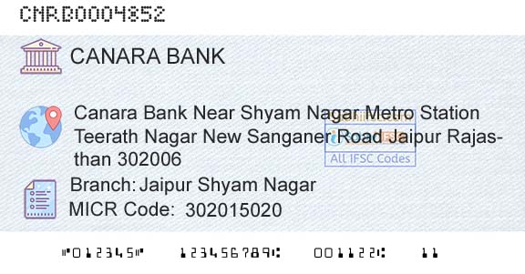 Canara Bank Jaipur Shyam NagarBranch 