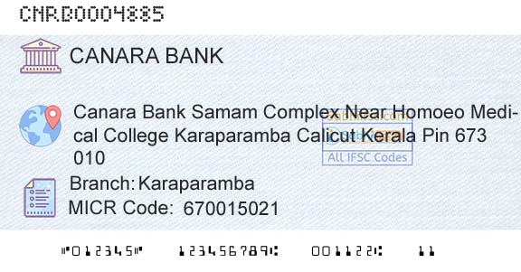 Canara Bank KaraparambaBranch 