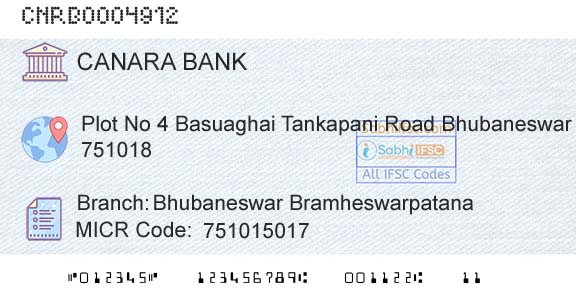 Canara Bank Bhubaneswar BramheswarpatanaBranch 