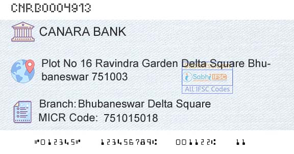 Canara Bank Bhubaneswar Delta SquareBranch 