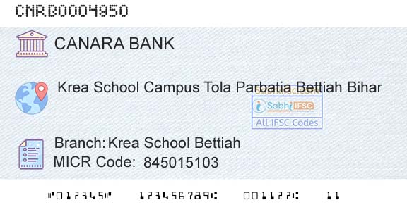 Canara Bank Krea School Bettiah Branch 