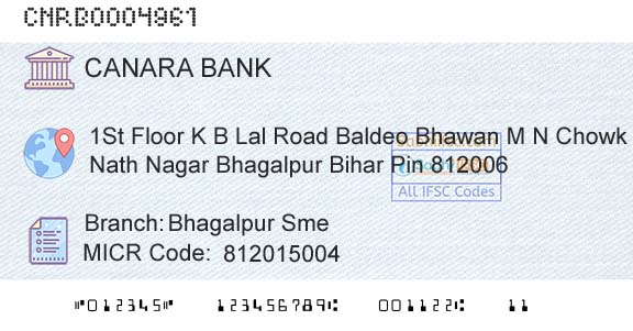 Canara Bank Bhagalpur SmeBranch 