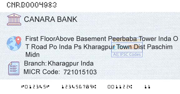 Canara Bank Kharagpur IndaBranch 
