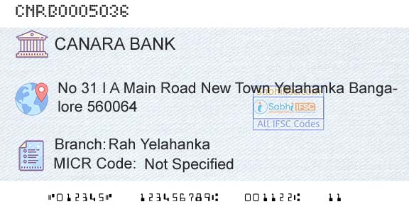 Canara Bank Rah YelahankaBranch