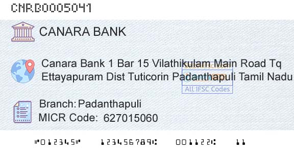 Canara Bank PadanthapuliBranch 