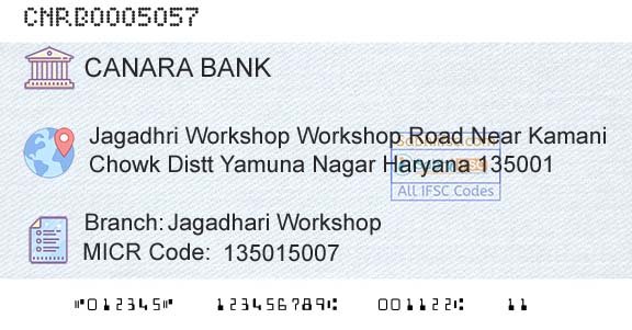 Canara Bank Jagadhari WorkshopBranch 