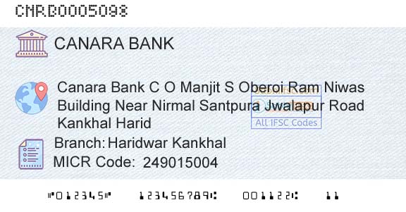 Canara Bank Haridwar KankhalBranch 