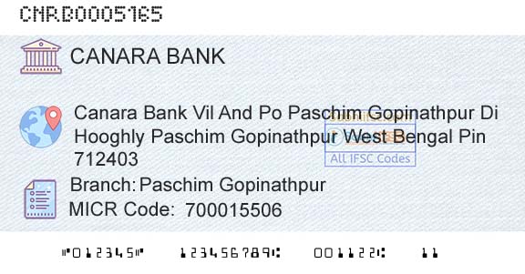 Canara Bank Paschim GopinathpurBranch 