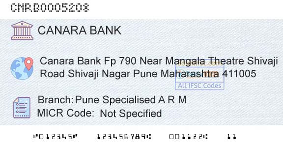 Canara Bank Pune Specialised A R MBranch 