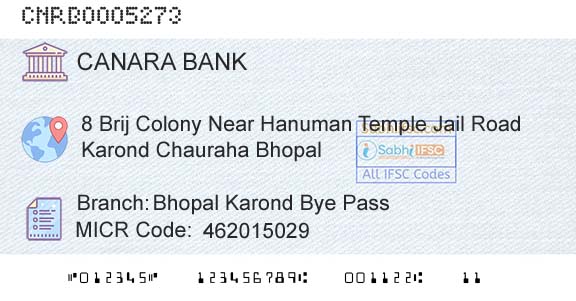 Canara Bank Bhopal Karond Bye PassBranch 