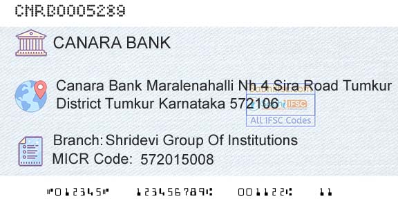 Canara Bank Shridevi Group Of InstitutionsBranch 
