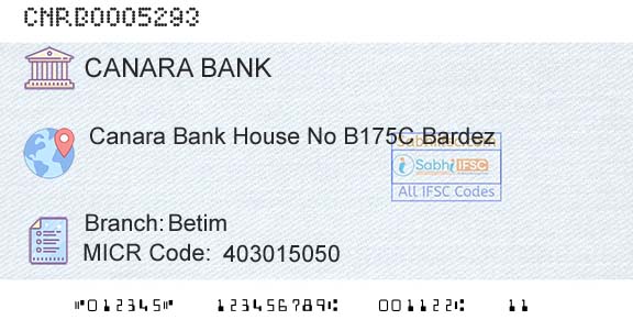 Canara Bank BetimBranch 