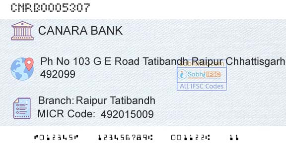 Canara Bank Raipur TatibandhBranch 