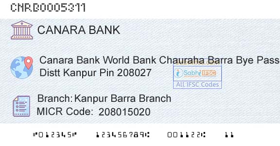 Canara Bank Kanpur Barra BranchBranch 