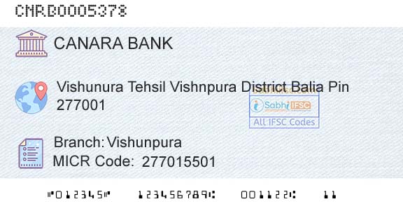 Canara Bank VishunpuraBranch 