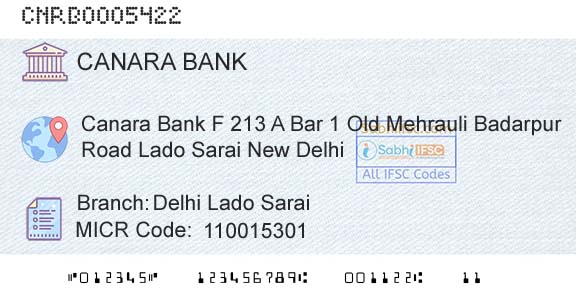 Canara Bank Delhi Lado SaraiBranch 