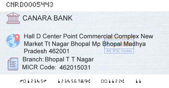 Canara Bank Bhopal T T NagarBranch 