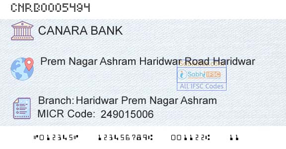 Canara Bank Haridwar Prem Nagar AshramBranch 