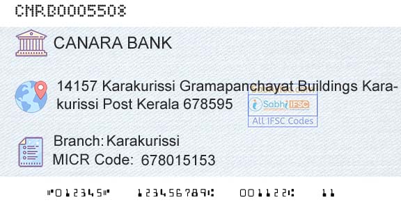 Canara Bank KarakurissiBranch 
