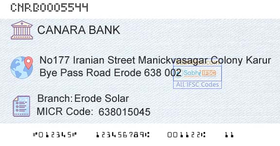 Canara Bank Erode SolarBranch 