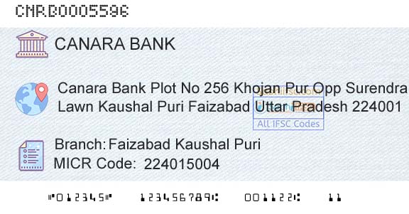 Canara Bank Faizabad Kaushal PuriBranch 