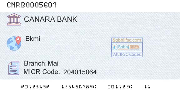 Canara Bank MaiBranch 