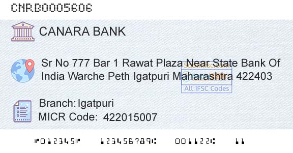 Canara Bank IgatpuriBranch 