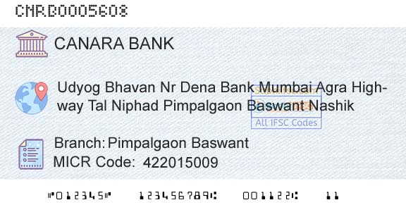 Canara Bank Pimpalgaon BaswantBranch 