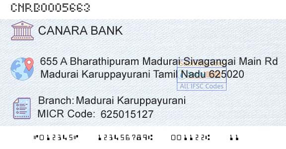 Canara Bank Madurai KaruppayuraniBranch 