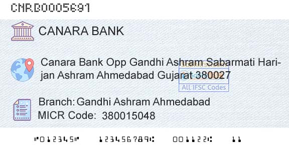 Canara Bank Gandhi Ashram AhmedabadBranch 