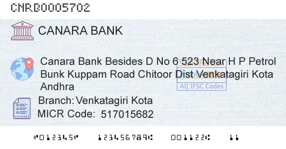 Canara Bank Venkatagiri KotaBranch 