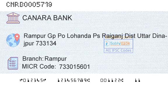 Canara Bank RampurBranch 