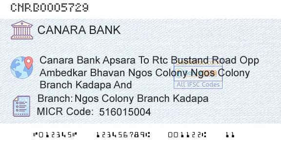 Canara Bank Ngos Colony Branch KadapaBranch 