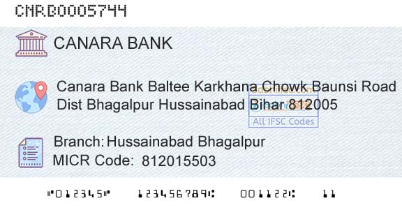 Canara Bank Hussainabad BhagalpurBranch 